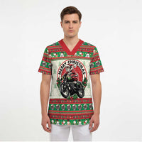Biker Santa Motorcycle Christmas Scrub Top Santa Claus On A Motorcycle - Wonder Print Shop