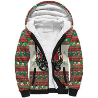 Biker Santa Motorcycle Christmas Sherpa Hoodie Santa Claus On A Motorcycle - Wonder Print Shop