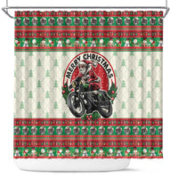 Biker Santa Motorcycle Christmas Shower Curtain Santa Claus On A Motorcycle - Wonder Print Shop