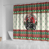 Biker Santa Motorcycle Christmas Shower Curtain Santa Claus On A Motorcycle - Wonder Print Shop