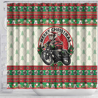 Biker Santa Motorcycle Christmas Shower Curtain Santa Claus On A Motorcycle - Wonder Print Shop