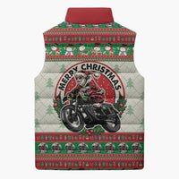 Biker Santa Motorcycle Christmas Sleeveless Puffer Jacket Santa Claus On A Motorcycle - Wonder Print Shop