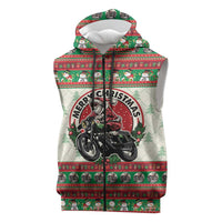 Biker Santa Motorcycle Christmas Sleeveless Zip Hoodie Santa Claus On A Motorcycle - Wonder Print Shop