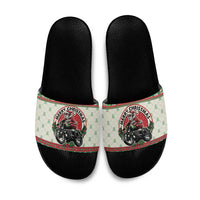 Biker Santa Motorcycle Christmas Slide Sandals Santa Claus On A Motorcycle - Wonder Print Shop