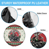 Biker Santa Motorcycle Christmas Spare Tire Cover Santa Claus On A Motorcycle - Wonder Print Shop