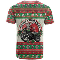 Biker Santa Motorcycle Christmas T Shirt Santa Claus On A Motorcycle - Wonder Print Shop