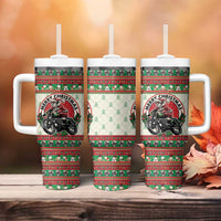 Biker Santa Motorcycle Christmas Tumbler With Handle Santa Claus On A Motorcycle - Wonder Print Shop
