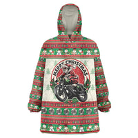 Biker Santa Motorcycle Christmas Wearable Blanket Hoodie Santa Claus On A Motorcycle - Wonder Print Shop