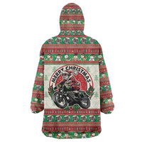 Biker Santa Motorcycle Christmas Wearable Blanket Hoodie Santa Claus On A Motorcycle - Wonder Print Shop