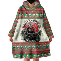 Biker Santa Motorcycle Christmas Wearable Blanket Hoodie Santa Claus On A Motorcycle - Wonder Print Shop