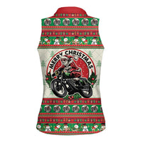 Biker Santa Motorcycle Christmas Women Sleeveless Polo Shirt Santa Claus On A Motorcycle - Wonder Print Shop