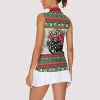 Biker Santa Motorcycle Christmas Women Sleeveless Polo Shirt Santa Claus On A Motorcycle - Wonder Print Shop