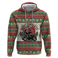 Biker Santa Motorcycle Christmas Zip Hoodie Santa Claus On A Motorcycle - Wonder Print Shop
