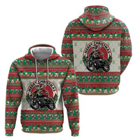 Biker Santa Motorcycle Christmas Zip Hoodie Santa Claus On A Motorcycle - Wonder Print Shop