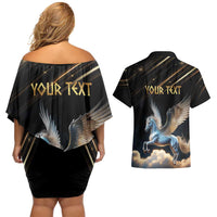 Personalized Fly Beyond Limits With Pegasus Couples Matching Off Shoulder Short Dress and Hawaiian Shirt