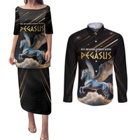 Personalized Fly Beyond Limits With Pegasus Couples Matching Puletasi and Long Sleeve Button Shirt