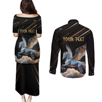 Personalized Fly Beyond Limits With Pegasus Couples Matching Puletasi and Long Sleeve Button Shirt
