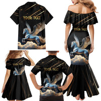 Personalized Fly Beyond Limits With Pegasus Family Matching Mermaid Dress and Hawaiian Shirt