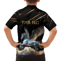 Personalized Fly Beyond Limits With Pegasus Family Matching Off The Shoulder Long Sleeve Dress and Hawaiian Shirt