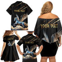 Personalized Fly Beyond Limits With Pegasus Family Matching Off Shoulder Short Dress and Hawaiian Shirt
