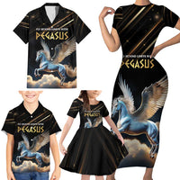 Personalized Fly Beyond Limits With Pegasus Family Matching Short Sleeve Bodycon Dress and Hawaiian Shirt - Wonder Print Shop