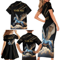 Personalized Fly Beyond Limits With Pegasus Family Matching Short Sleeve Bodycon Dress and Hawaiian Shirt - Wonder Print Shop