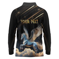 Personalized Fly Beyond Limits With Pegasus Long Sleeve Polo Shirt - Wonder Print Shop