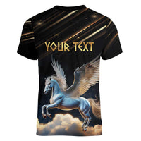 Personalized Fly Beyond Limits With Pegasus Women V-Neck T-Shirt - Wonder Print Shop