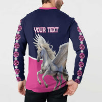 Personalized Pegasus Horse Racing Button Sweatshirt Diamond Luxury Style