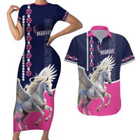 Personalized Pegasus Horse Racing Couples Matching Short Sleeve Bodycon Dress and Hawaiian Shirt Diamond Luxury Style