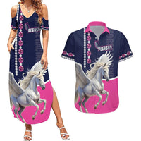 Personalized Pegasus Horse Racing Couples Matching Summer Maxi Dress and Hawaiian Shirt Diamond Luxury Style