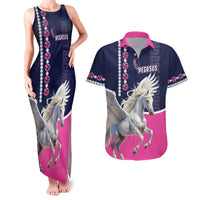 Personalized Pegasus Horse Racing Couples Matching Tank Maxi Dress and Hawaiian Shirt Diamond Luxury Style