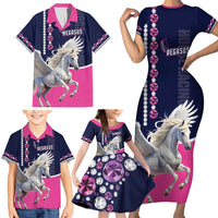 Personalized Pegasus Horse Racing Family Matching Short Sleeve Bodycon Dress and Hawaiian Shirt Diamond Luxury Style - Wonder Print Shop
