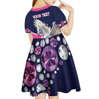Personalized Pegasus Horse Racing Kid Short Sleeve Dress Diamond Luxury Style - Wonder Print Shop