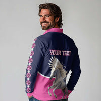 Personalized Pegasus Horse Racing Long Sleeve Polo Shirt Diamond Luxury Style - Wonder Print Shop