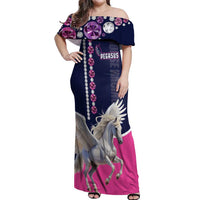 Personalized Pegasus Horse Racing Off Shoulder Maxi Dress Diamond Luxury Style - Wonder Print Shop