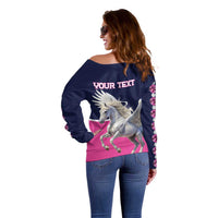 Personalized Pegasus Horse Racing Off Shoulder Sweater Diamond Luxury Style - Wonder Print Shop