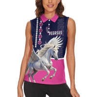 Personalized Pegasus Horse Racing Women Sleeveless Polo Shirt Diamond Luxury Style - Wonder Print Shop