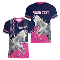 Personalized Pegasus Horse Racing Women V-Neck T-Shirt Diamond Luxury Style - Wonder Print Shop