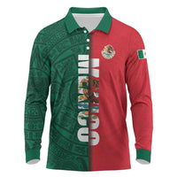 Mexico Flag Day Long Sleeve Polo Shirt Dia de la Bandera