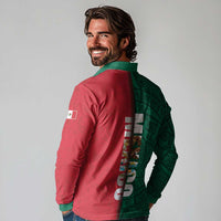 Mexico Flag Day Long Sleeve Polo Shirt Dia de la Bandera