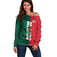 Mexico Flag Day Off Shoulder Sweater Dia de la Bandera