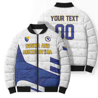 Custom Football 2026 Bosnia and Herzegovina White Bomber Puffer Jacket Zmajevi Go Champion
