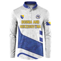 Custom Football 2026 Bosnia and Herzegovina White Button Sweatshirt Zmajevi Go Champion