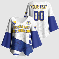 Custom Football 2026 Bosnia and Herzegovina White Kimono Sleeve Blouse Zmajevi Go Champion