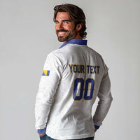 Custom Football 2026 Bosnia and Herzegovina White Long Sleeve Polo Shirt Zmajevi Go Champion