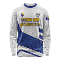 Custom Football 2026 Bosnia and Herzegovina White Long Sleeve Shirt Zmajevi Go Champion