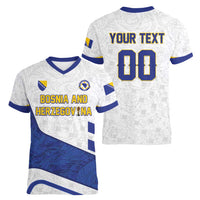 Custom Football 2026 Bosnia and Herzegovina White Women V-Neck T-Shirt Zmajevi Go Champion