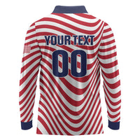 Custom Soccer 2026 USA Long Sleeve Polo Shirt Wave Flag Stylized