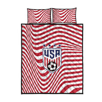 Soccer 2026 USA Quilt Bed Set Wave Flag Stylized